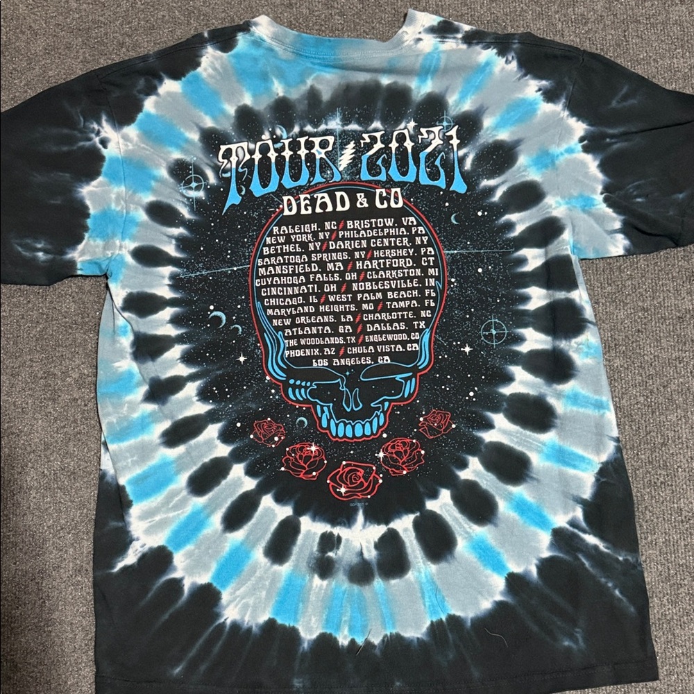 Liquid Blue Tie-Dye Skeleton Tee - Blue and Black - Picture 2 of 2